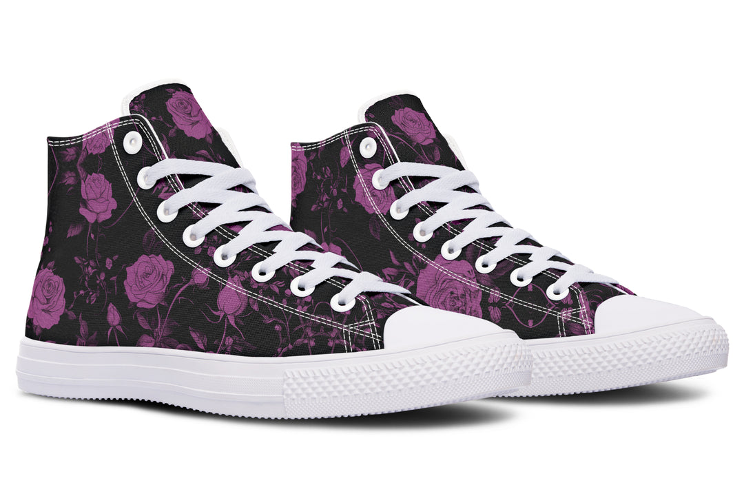 Mystic Rose Romance High Tops - Classic Premium Canvas Shoes with Comfortable and Durable Soles