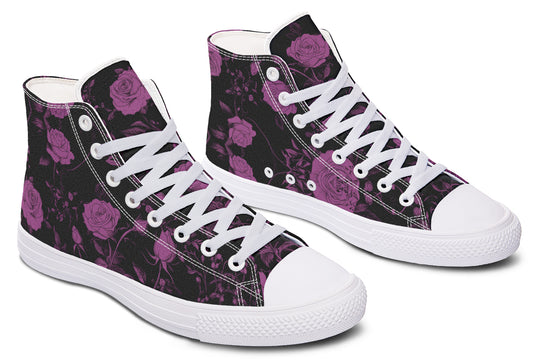 Mystic Rose Romance High Tops - Classic Premium Canvas Shoes with Comfortable and Durable Soles