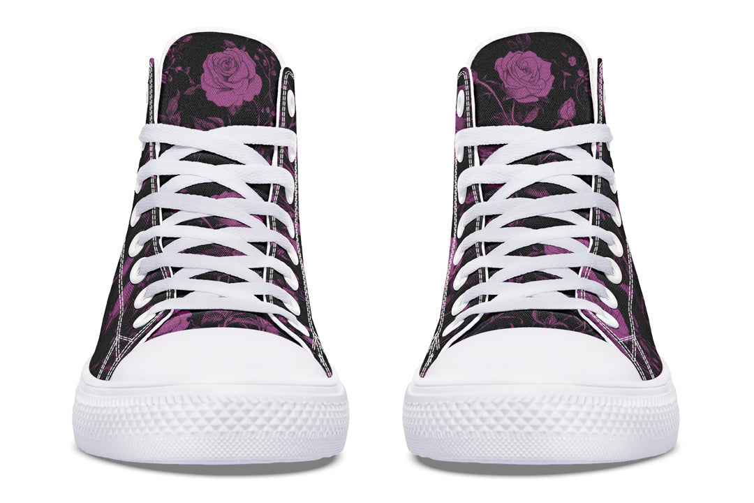 Mystic Rose Romance High Tops - Classic Premium Canvas Shoes with Comfortable and Durable Soles