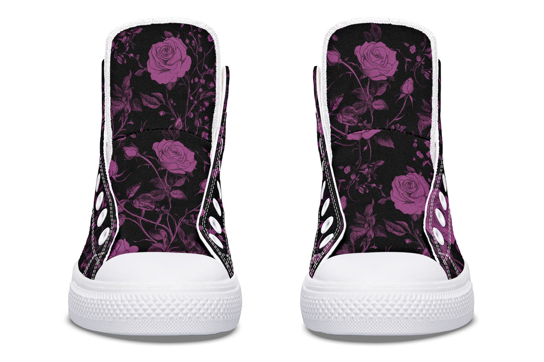 Mystic Rose Romance High Tops - Classic Premium Canvas Shoes with Comfortable and Durable Soles