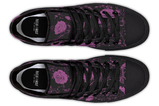 Mystic Rose Romance High Tops - Classic Premium Canvas Shoes with Comfortable and Durable Soles