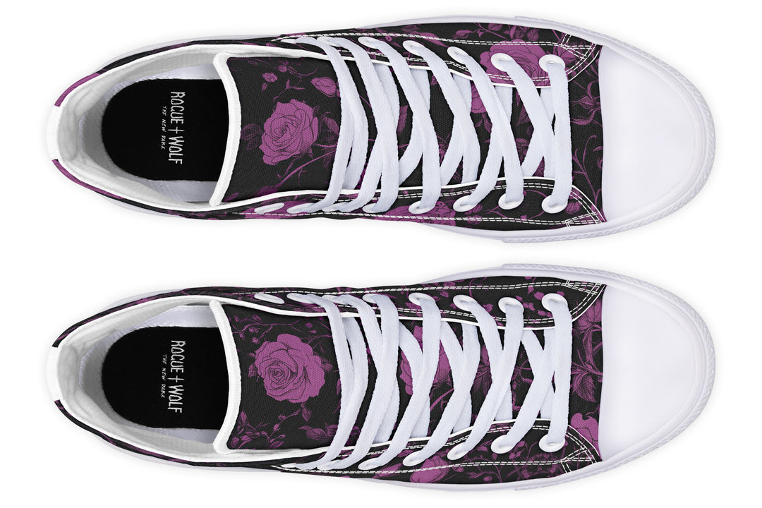 Mystic Rose Romance High Tops - Classic Premium Canvas Shoes with Comfortable and Durable Soles