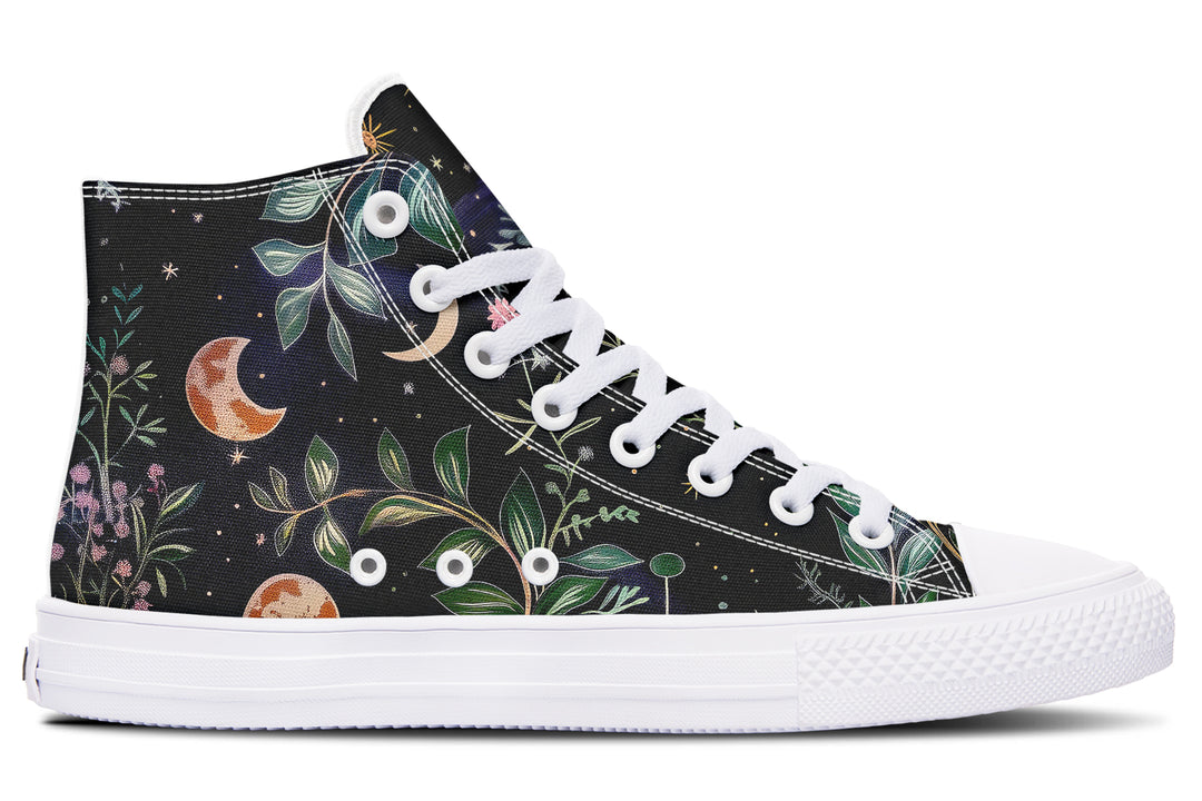 Night Blossom High Tops - Classic Premium Canvas Shoes with Comfortable and Durable Soles