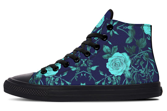 Ocean Rose Romance High Tops - Classic Premium Canvas Shoes with Comfortable and Durable Soles