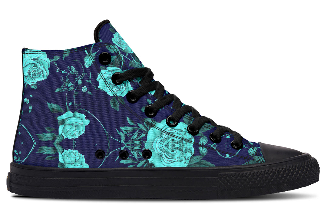 Ocean Rose Romance High Tops - Classic Premium Canvas Shoes with Comfortable and Durable Soles