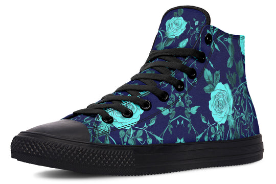 Ocean Rose Romance High Tops - Classic Premium Canvas Shoes with Comfortable and Durable Soles