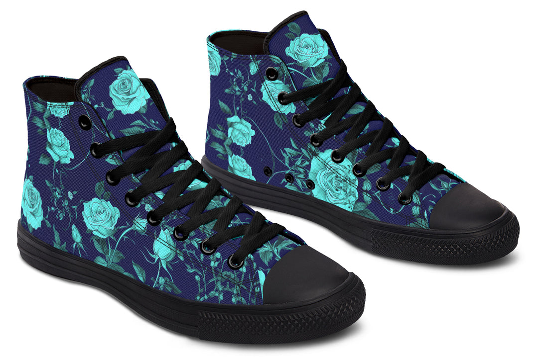 Ocean Rose Romance High Tops - Classic Premium Canvas Shoes with Comfortable and Durable Soles