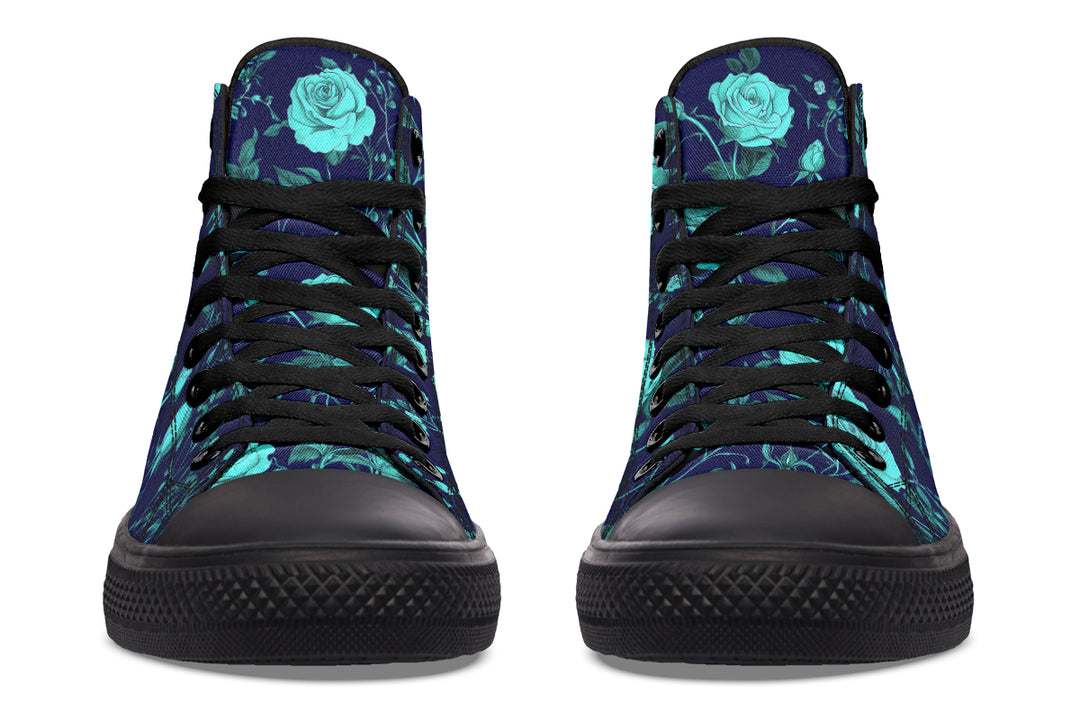 Ocean Rose Romance High Tops - Classic Premium Canvas Shoes with Comfortable and Durable Soles