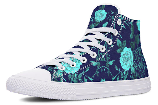 Ocean Rose Romance High Tops - Classic Premium Canvas Shoes with Comfortable and Durable Soles