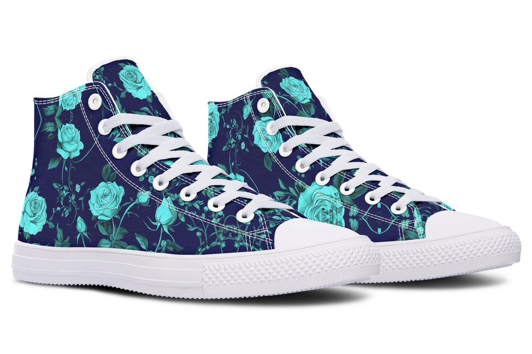 Ocean Rose Romance High Tops - Classic Premium Canvas Shoes with Comfortable and Durable Soles