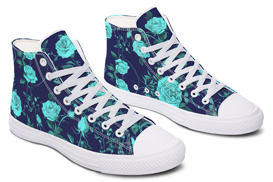 Ocean Rose Romance High Tops - Classic Premium Canvas Shoes with Comfortable and Durable Soles