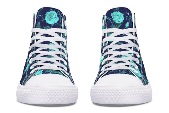 Ocean Rose Romance High Tops - Classic Premium Canvas Shoes with Comfortable and Durable Soles