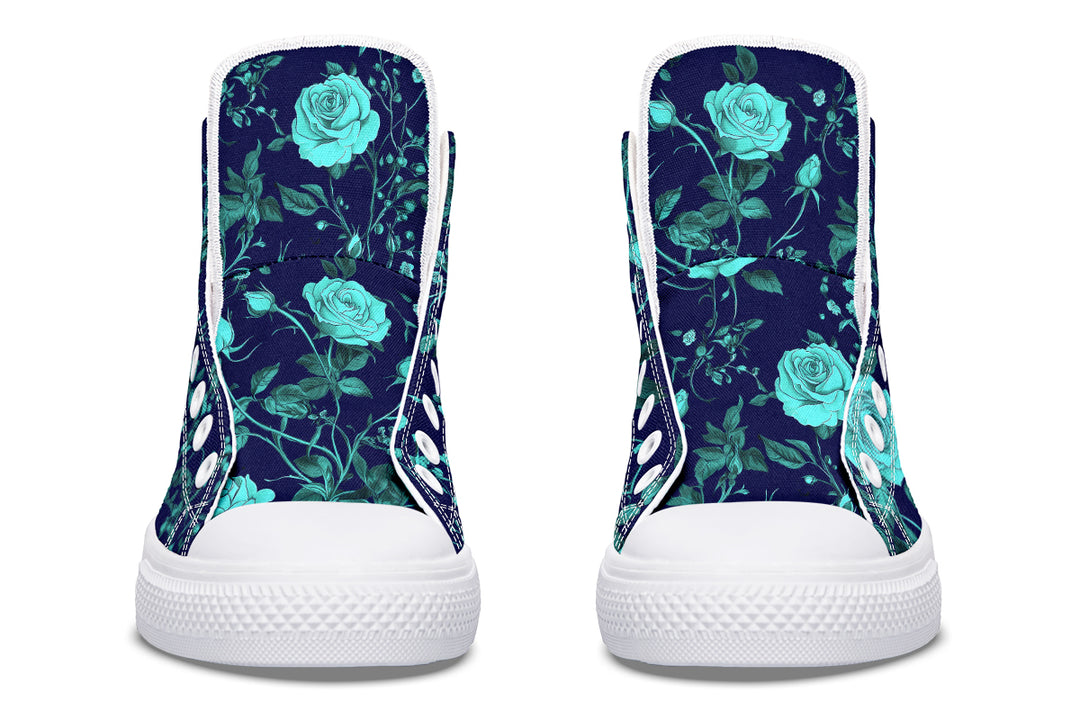 Ocean Rose Romance High Tops - Classic Premium Canvas Shoes with Comfortable and Durable Soles