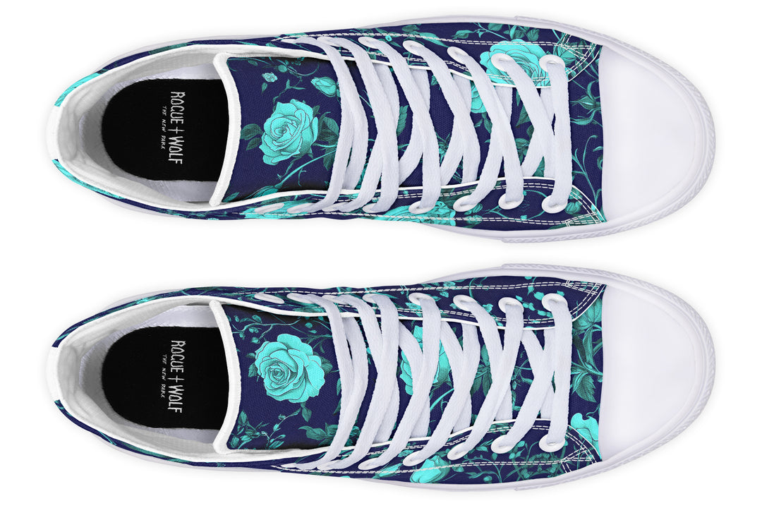 Ocean Rose Romance High Tops - Classic Premium Canvas Shoes with Comfortable and Durable Soles