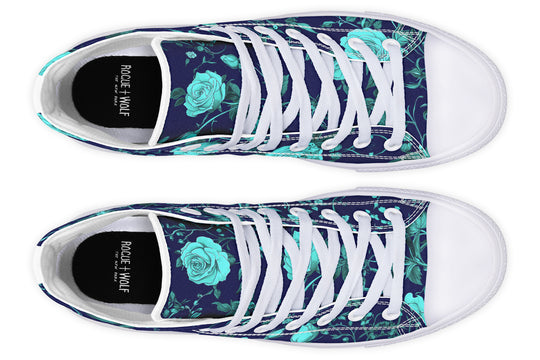 Ocean Rose Romance High Tops - Classic Premium Canvas Shoes with Comfortable and Durable Soles