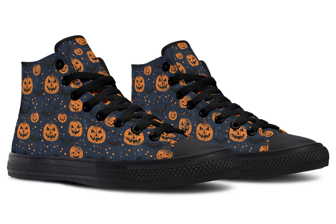 Pumpkin Party High Tops - Classic Premium Canvas Shoes with Comfortable and Durable Soles