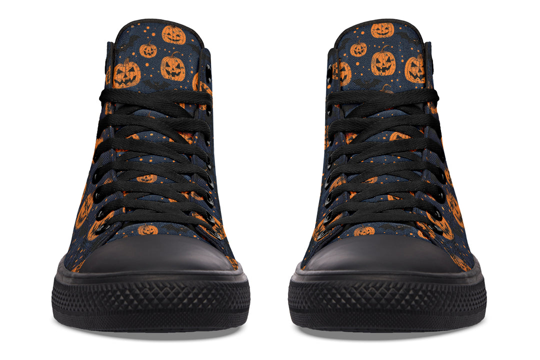 Pumpkin Party High Tops - Classic Premium Canvas Shoes with Comfortable and Durable Soles