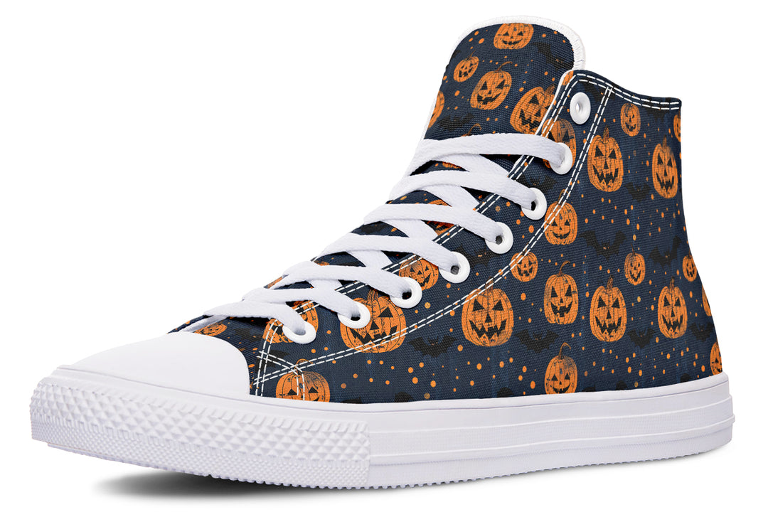 Pumpkin Party High Tops - Classic Premium Canvas Shoes with Comfortable and Durable Soles