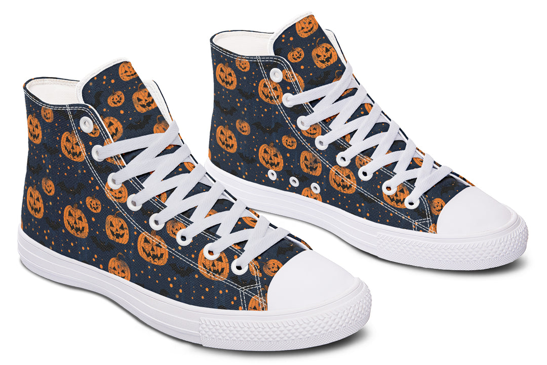 Pumpkin Party High Tops - Classic Premium Canvas Shoes with Comfortable and Durable Soles