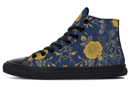 Royal Rose Romance High Tops - Classic Premium Canvas Shoes with Comfortable and Durable Soles