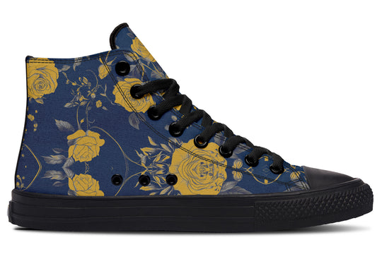 Royal Rose Romance High Tops - Classic Premium Canvas Shoes with Comfortable and Durable Soles