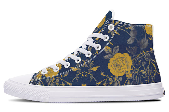 Royal Rose Romance High Tops - Classic Premium Canvas Shoes with Comfortable and Durable Soles