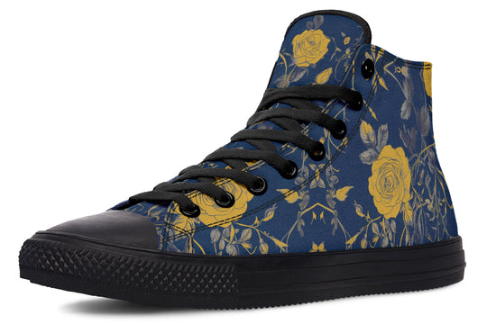 Royal Rose Romance High Tops - Classic Premium Canvas Shoes with Comfortable and Durable Soles