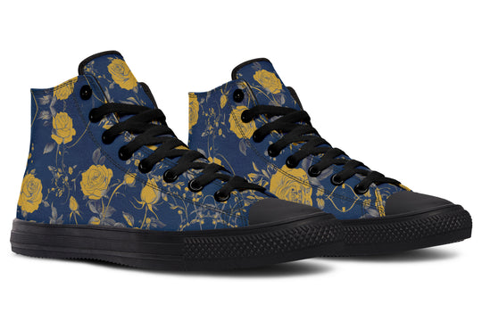 Royal Rose Romance High Tops - Classic Premium Canvas Shoes with Comfortable and Durable Soles