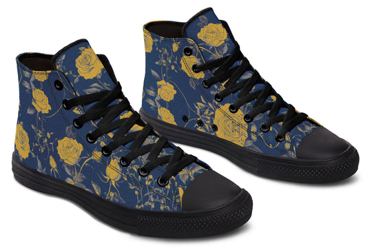 Royal Rose Romance High Tops - Classic Premium Canvas Shoes with Comfortable and Durable Soles