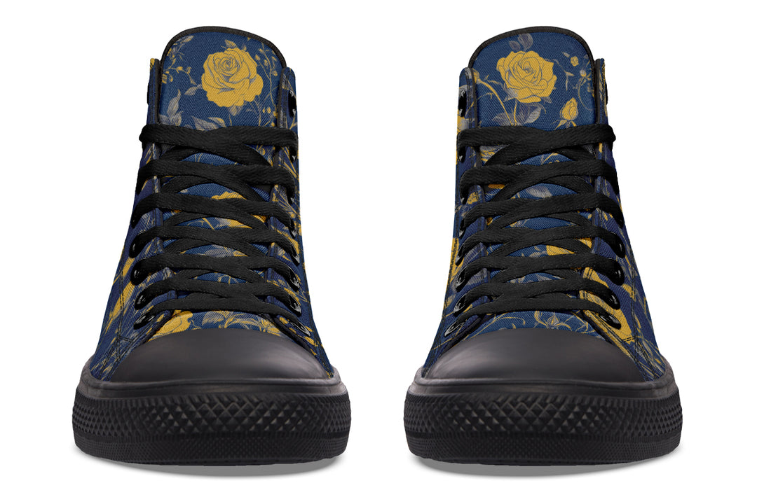 Royal Rose Romance High Tops - Classic Premium Canvas Shoes with Comfortable and Durable Soles