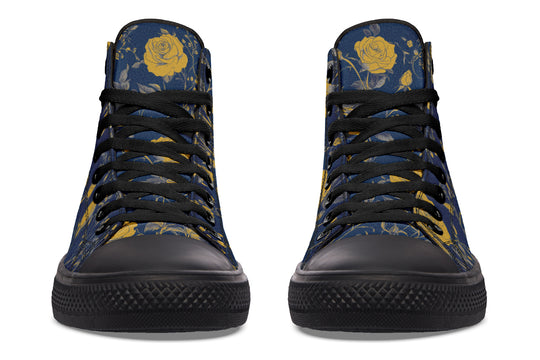 Royal Rose Romance High Tops - Classic Premium Canvas Shoes with Comfortable and Durable Soles