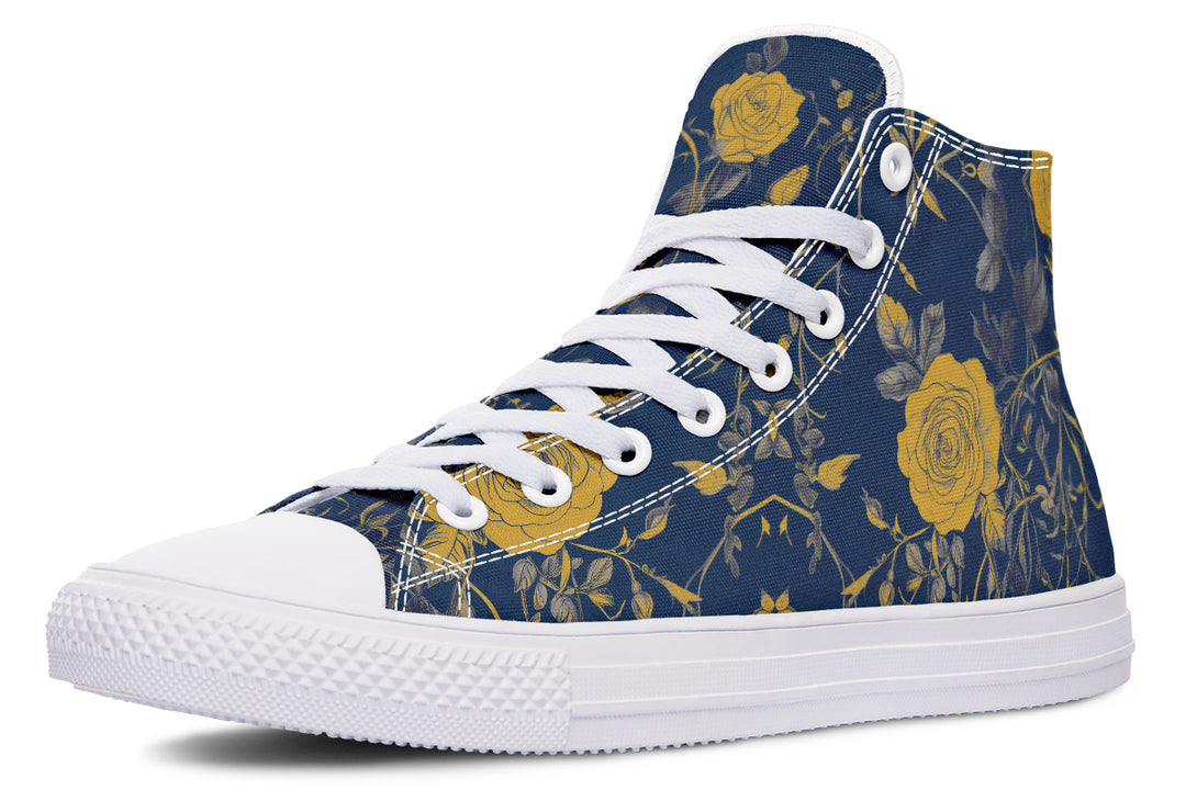 Royal Rose Romance High Tops - Classic Premium Canvas Shoes with Comfortable and Durable Soles