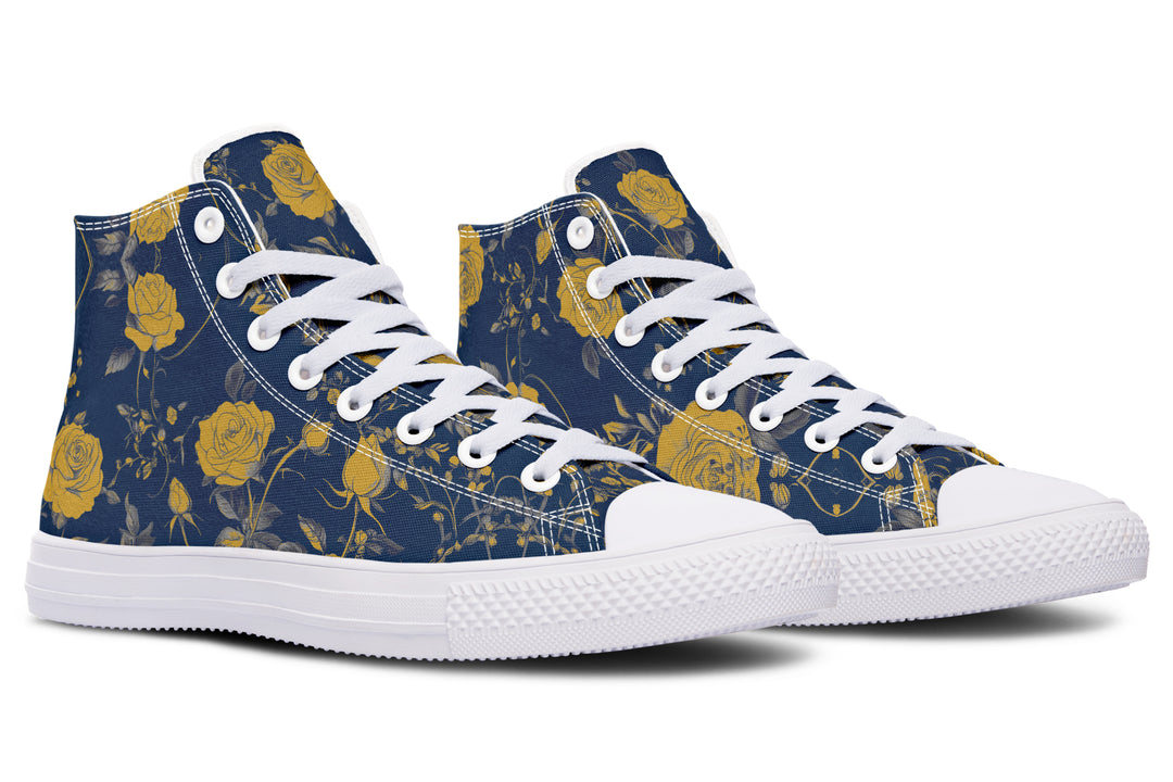 Royal Rose Romance High Tops - Classic Premium Canvas Shoes with Comfortable and Durable Soles