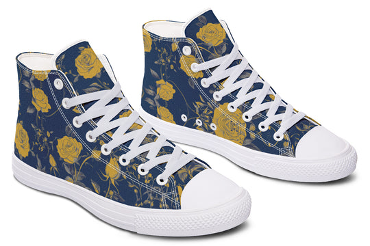 Royal Rose Romance High Tops - Classic Premium Canvas Shoes with Comfortable and Durable Soles