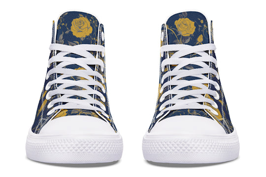 Royal Rose Romance High Tops - Classic Premium Canvas Shoes with Comfortable and Durable Soles