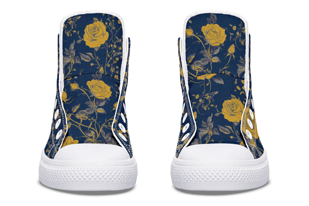 Royal Rose Romance High Tops - Classic Premium Canvas Shoes with Comfortable and Durable Soles