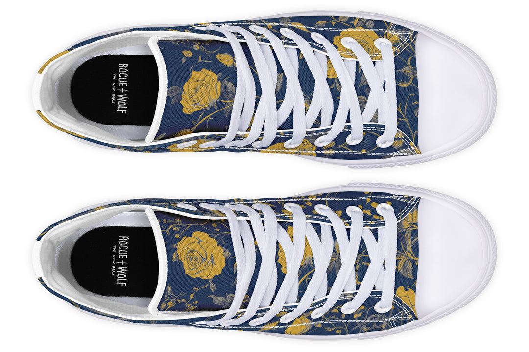 Royal Rose Romance High Tops - Classic Premium Canvas Shoes with Comfortable and Durable Soles