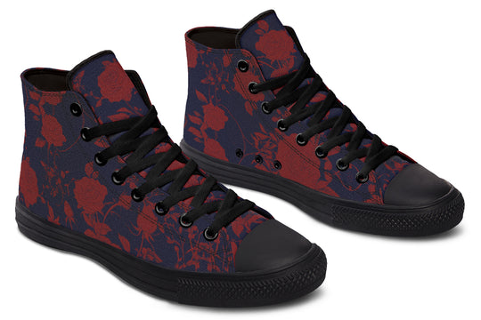 Scarlet Rose Romance High Tops - Classic Premium Canvas Shoes with Comfortable and Durable Soles