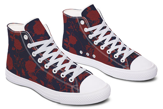 Scarlet Rose Romance High Tops - Classic Premium Canvas Shoes with Comfortable and Durable Soles