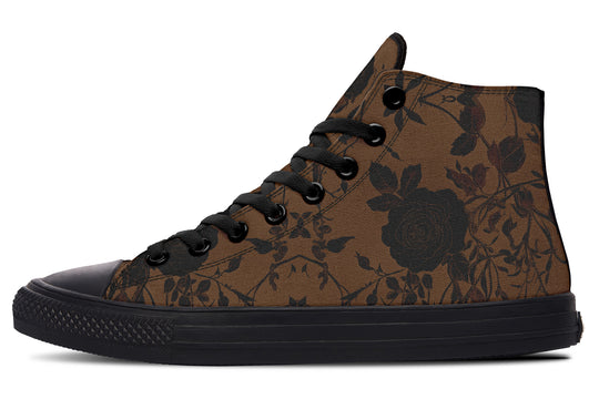 Sepia Rose Romance High Tops - Classic Premium Canvas Shoes with Comfortable and Durable Soles