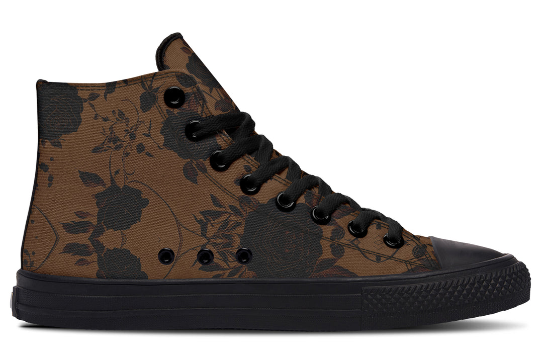 Sepia Rose Romance High Tops - Classic Premium Canvas Shoes with Comfortable and Durable Soles