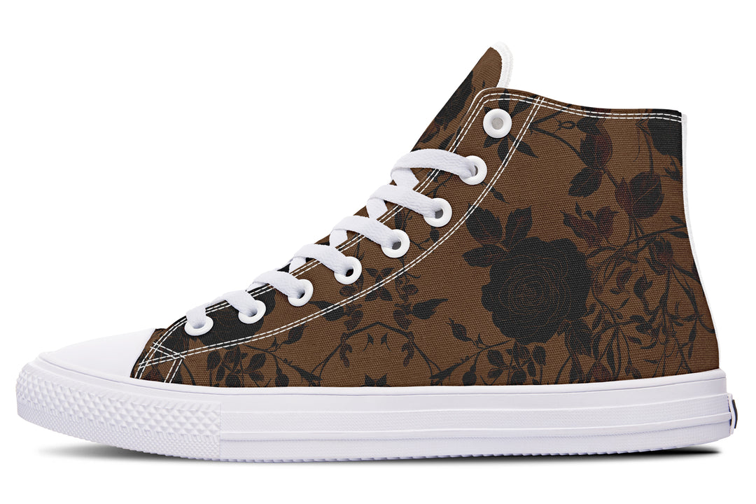 Sepia Rose Romance High Tops - Classic Premium Canvas Shoes with Comfortable and Durable Soles