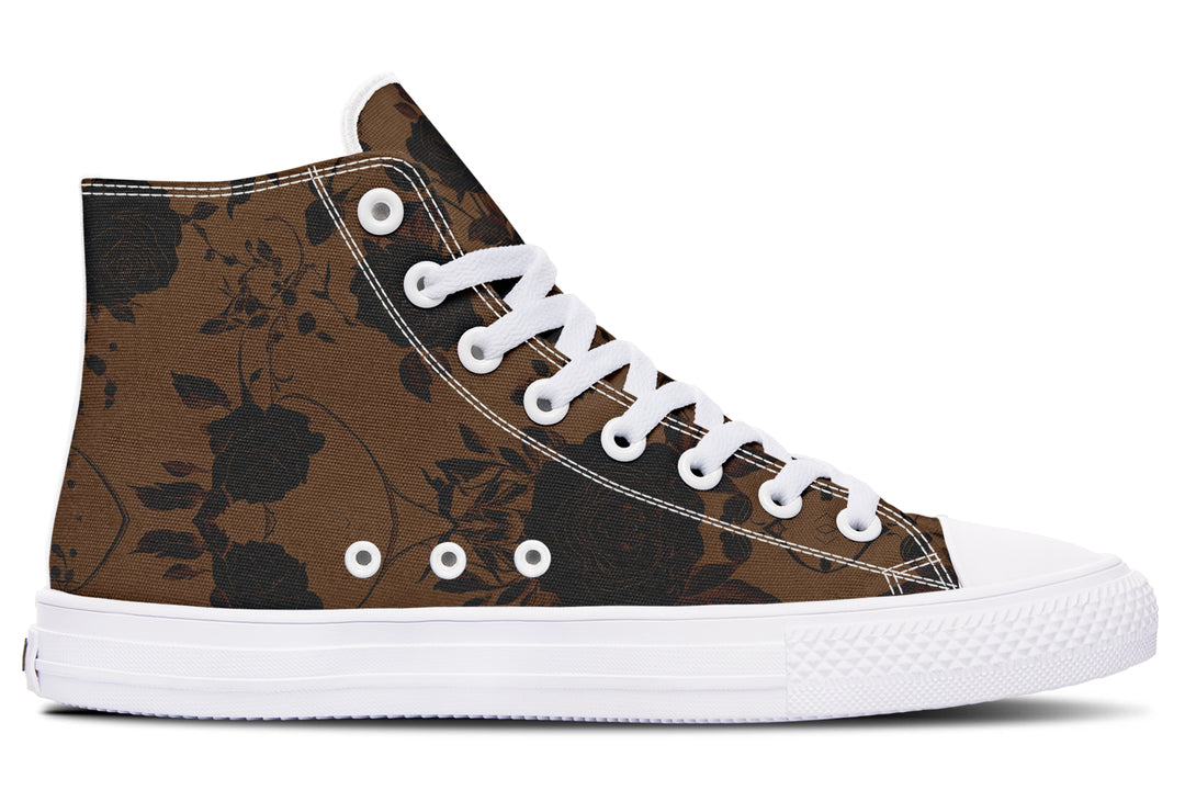 Sepia Rose Romance High Tops - Classic Premium Canvas Shoes with Comfortable and Durable Soles