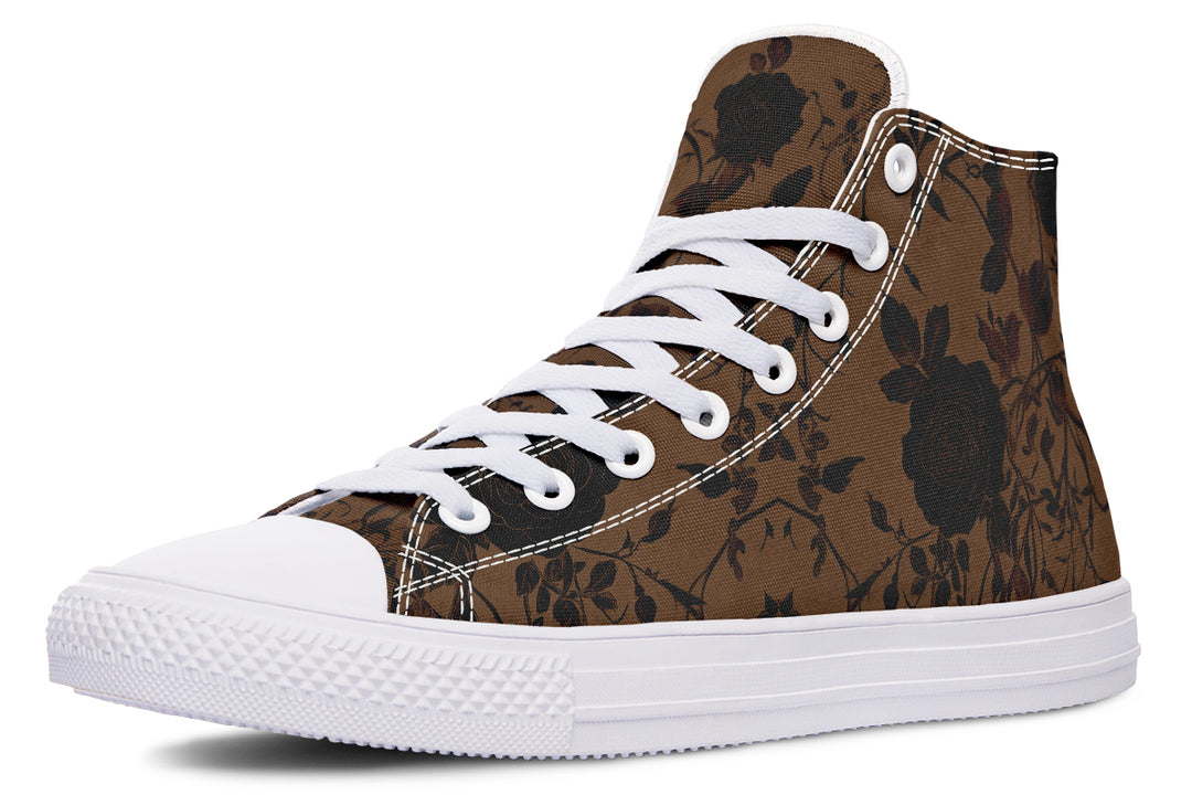 Sepia Rose Romance High Tops - Classic Premium Canvas Shoes with Comfortable and Durable Soles