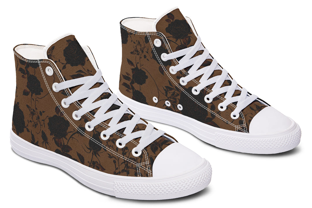 Sepia Rose Romance High Tops - Classic Premium Canvas Shoes with Comfortable and Durable Soles