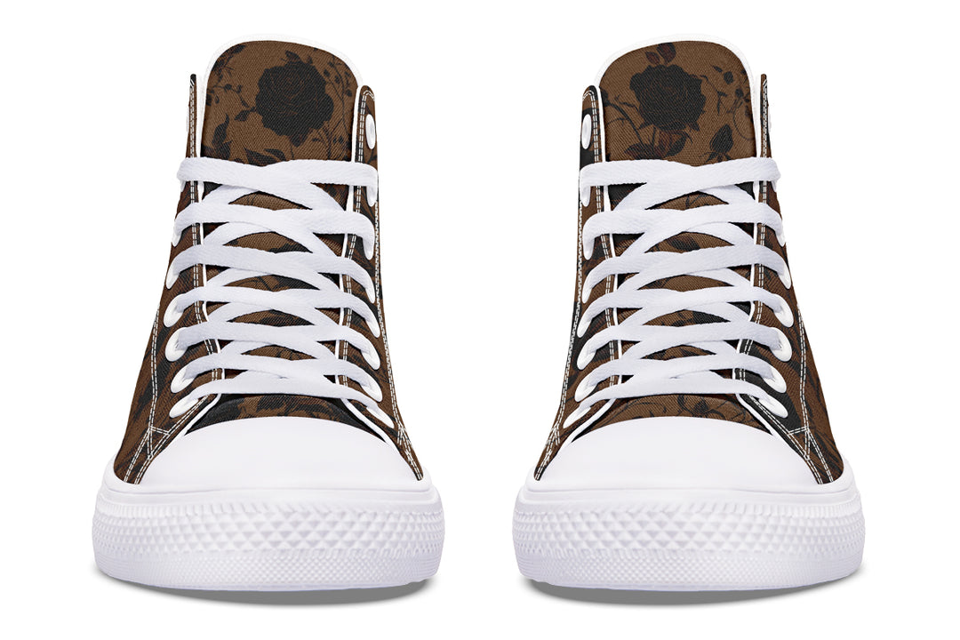 Sepia Rose Romance High Tops - Classic Premium Canvas Shoes with Comfortable and Durable Soles