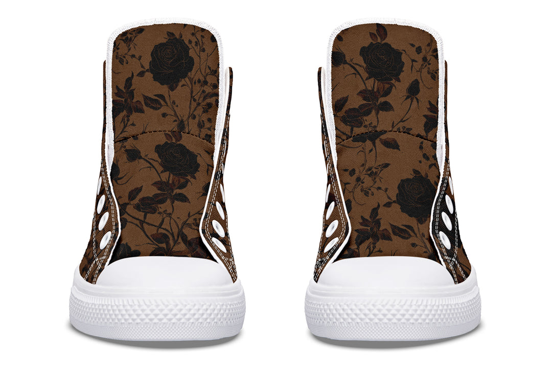 Sepia Rose Romance High Tops - Classic Premium Canvas Shoes with Comfortable and Durable Soles