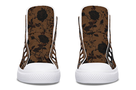 Sepia Rose Romance High Tops - Classic Premium Canvas Shoes with Comfortable and Durable Soles