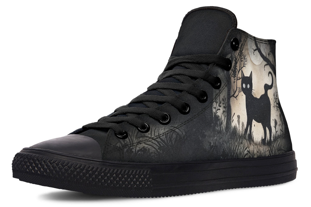 Shadows And Whiskers High Tops - Classic Premium Canvas Shoes with Comfortable and Durable Soles