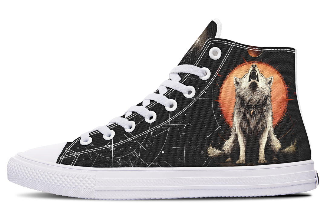 Solar Wolf High Tops - Classic Premium Canvas Shoes with Comfortable and Durable Soles